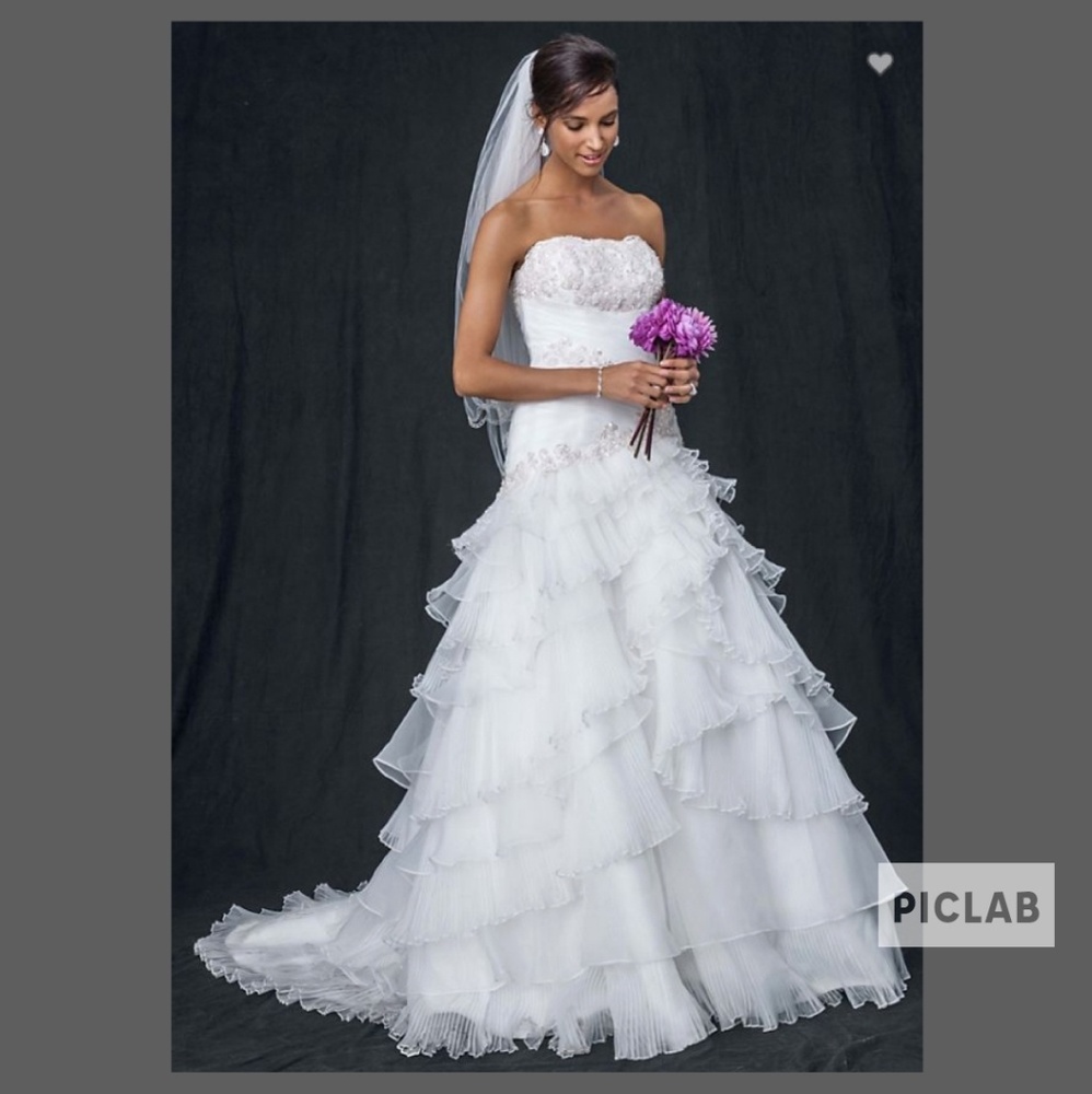 Strapless Beaded Bodice Lace Up Back Bridal Weddin